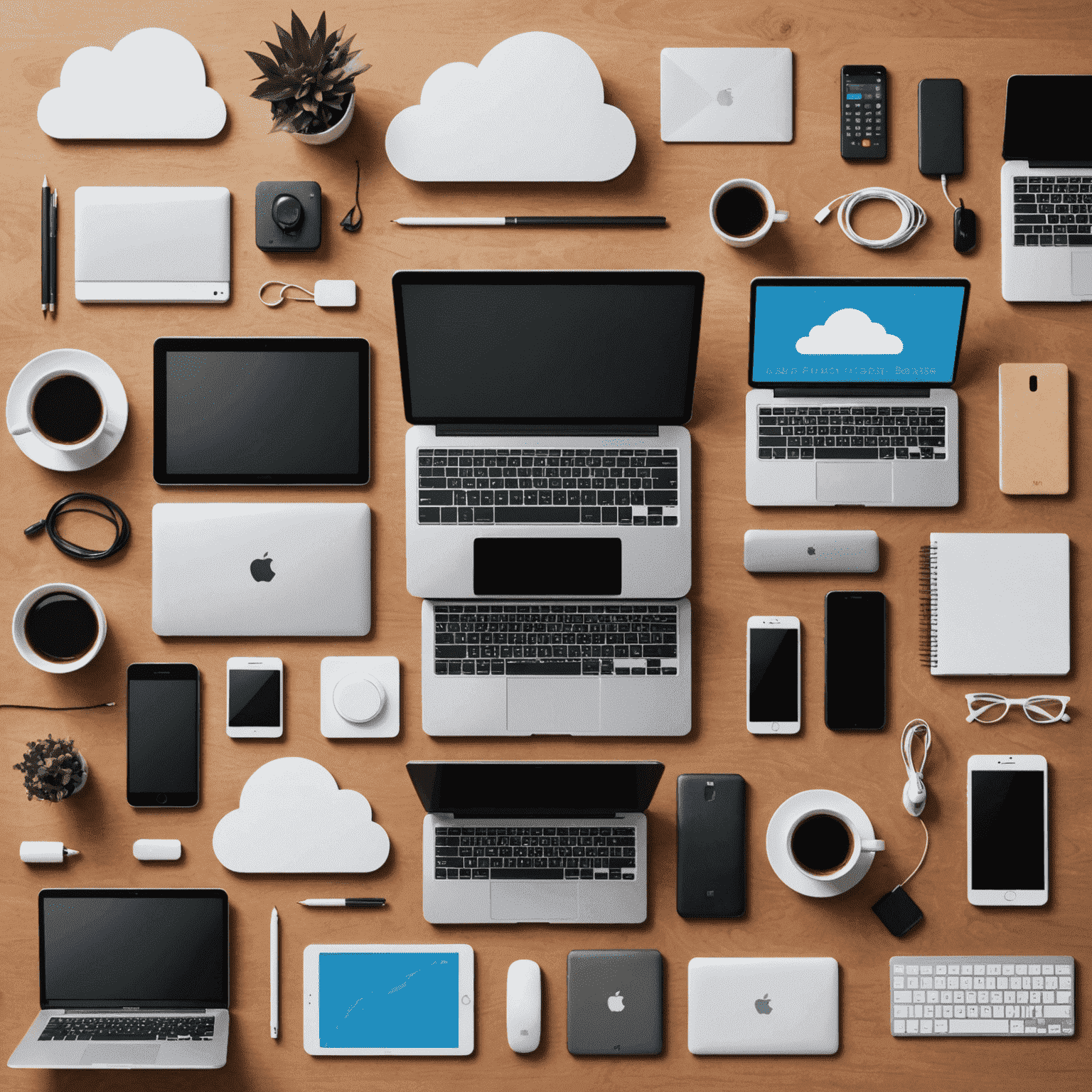 A collage of various affordable tech solutions for small businesses, including laptops, cloud services, and productivity software